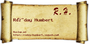 Ráday Humbert névjegykártya
